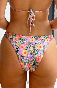 9.0 Swim Oceania White Zebra Floral Triangle Bikini Top