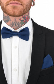 Abel Navy Bow Tie And Pocket Square Set