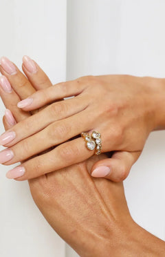 Amore Gold Heart Diamante Wrap Ring