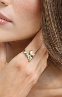 Amore Gold Heart Diamante Wrap Ring