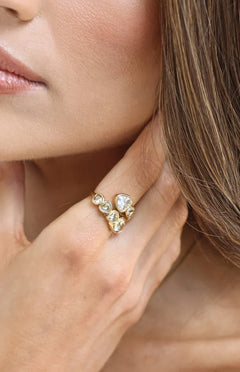 Amore Gold Heart Diamante Wrap Ring