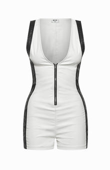 Chaos White Contrast Sleeveless Playsuit