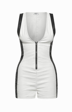 Chaos White Contrast Sleeveless Playsuit