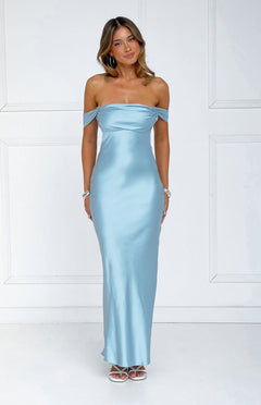 Ella Light Blue Off Shoulder Formal Dress