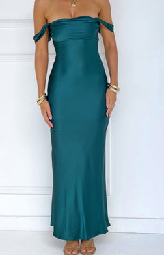 Ella Teal Off Shoulder Formal Maxi Dress