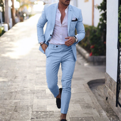 Gonzalo | Traje de Lino de Dos Piezas Slim Fit Hombre Solapa Clásica