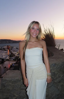 Isaiah Cream Strapless Mesh Maxi Dress