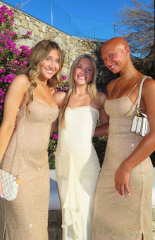 Isaiah Cream Strapless Mesh Maxi Dress