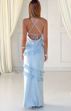 Inara Blue Ruffle Maxi Dress
