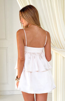 Jamie Cream Satin Strapless Mini Dress