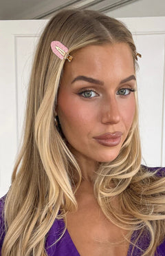 Juno Pink Polka Dot 4 Pack Non Crease Hair Clips