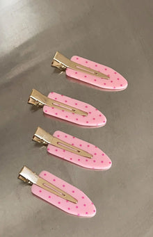 Juno Pink Polka Dot 4 Pack Non Crease Hair Clips
