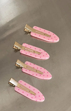 Juno Pink Polka Dot 4 Pack Non Crease Hair Clips