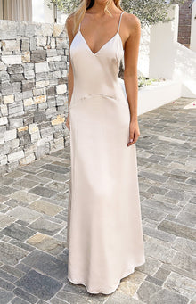 Kaitlynn Cream Satin Maxi Dress