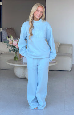 Pip Blue Mid Rise Slouch Fit Trackpants