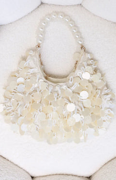 Rooney Cream Pearl Beaded Handbag