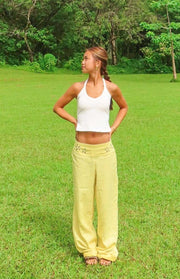 Alamara Yellow Floral Detail Wide Leg Pants