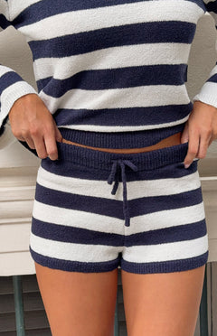 Willa Navy Stripe Knit Shorts