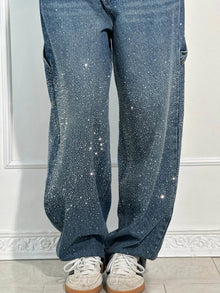 Abril | Pantalones Baggy Mujer Vaquero Brillantes Cintura Alta