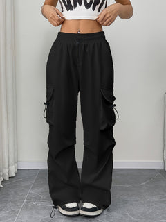 Abril | Pantalones Cargo Mujer Pierna Ancha Cintura Elástica Cordón