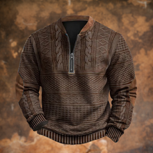 Adrián | Sudadera con Cremallera Estampada Hombre Manga Larga Cuello Mao