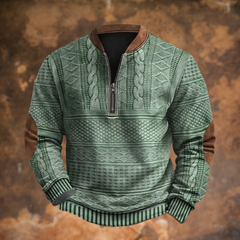 Adrián | Sudadera con Cremallera Estampada Hombre Manga Larga Cuello Mao
