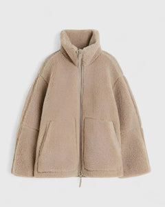 Adriana | Chaquetón de Borreguito Mujer Cuello Alto Cremallera