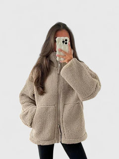 Adriana | Chaquetón de Borreguito Mujer Cuello Alto Cremallera