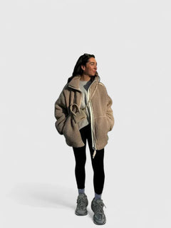 Adriana | Chaquetón de Borreguito Mujer Cuello Alto Cremallera