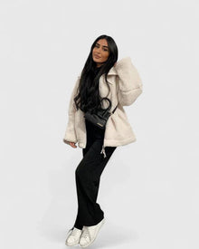 Adriana | Chaquetón de Borreguito Mujer Cuello Alto Cremallera
