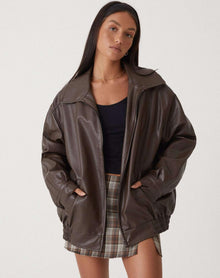 Aitana | Chaqueta de Cuero Oversize Biker Mujer Cremallera