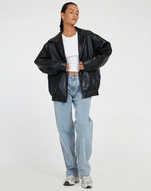 Aitana | Chaqueta de Cuero Oversize Biker Mujer Cremallera