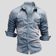 Aitor | Camisa Vaquera de Manga Larga Hombre Bolsillos Pecho