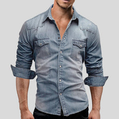 Aitor | Camisa Vaquera de Manga Larga Hombre Bolsillos Pecho