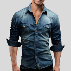 Aitor | Camisa Vaquera de Manga Larga Hombre Bolsillos Pecho