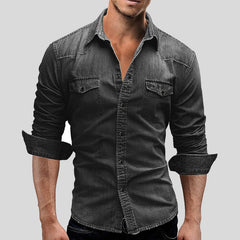 Aitor | Camisa Vaquera de Manga Larga Hombre Bolsillos Pecho