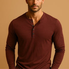 Aitor | Camiseta Henley de Manga Larga Hombre Slim Fit