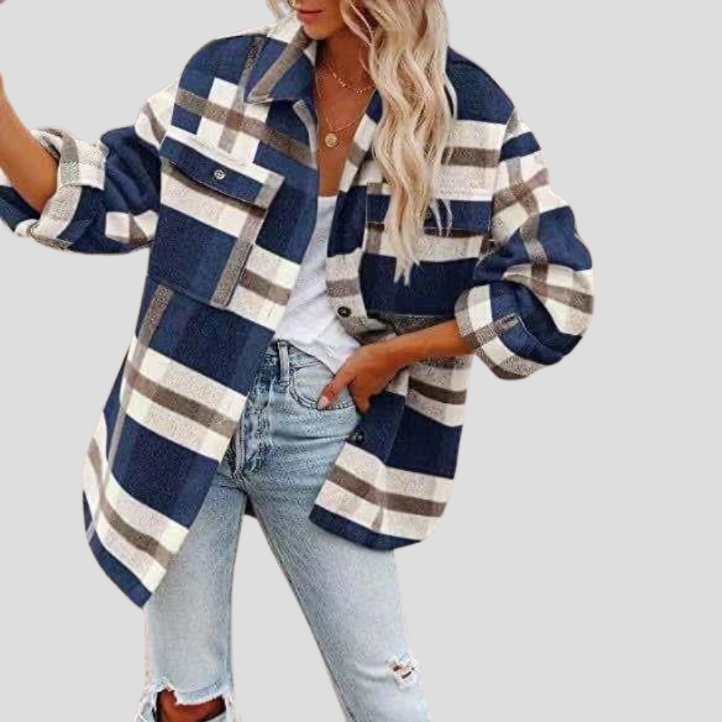 Alma | Sobrecamisa Mujer de Cuadros Oversize Manga Larga Bolsillos