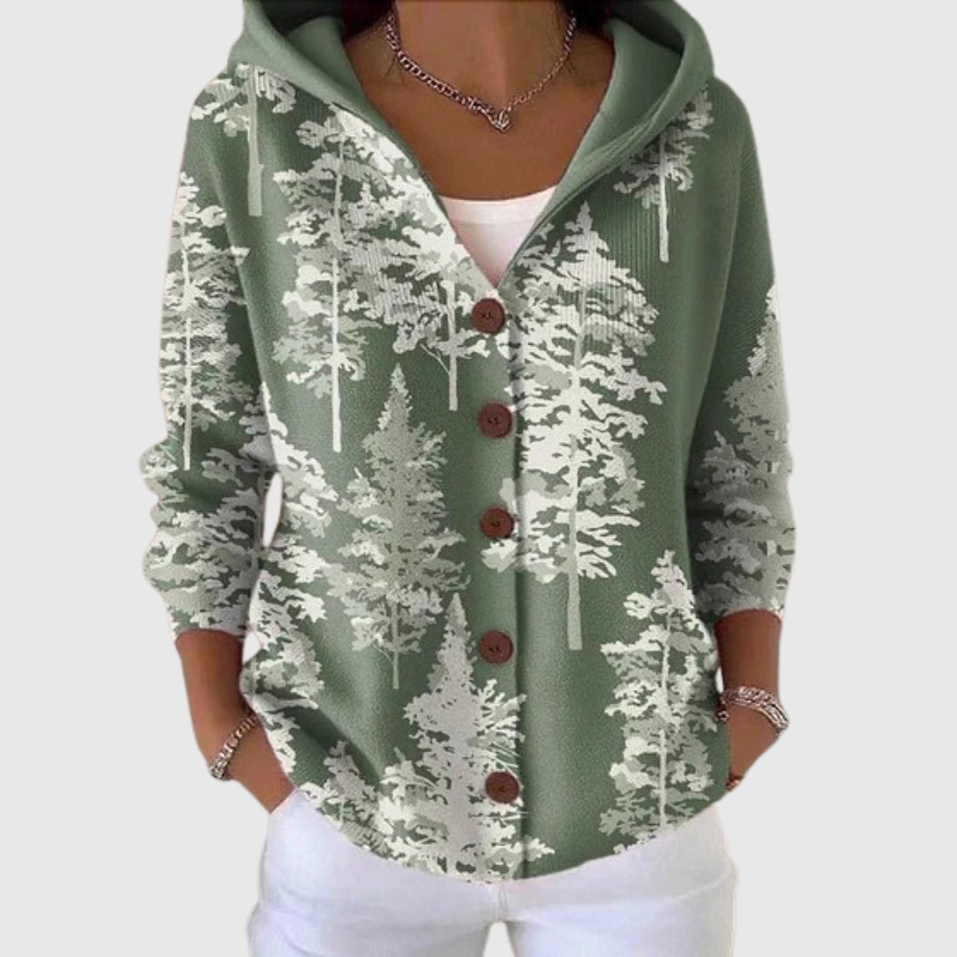 Alma | Women's Striped V-Neck Button Knit Cardigan
