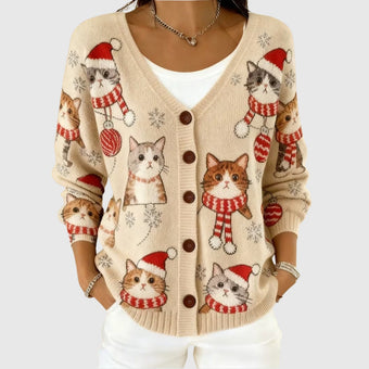 Beige Cat Print
