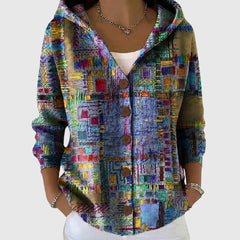 Alma | Women's Striped V-Neck Button Knit Cardigan