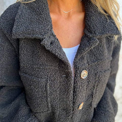 Alma | Chaqueta de Borreguito Corta Mujer Solapa Botones