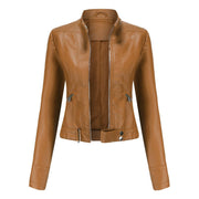 Alma | Chaqueta Motera Mujer de Polipiel Cuello Mao Cremallera
