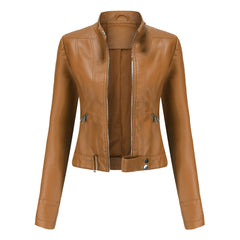 Alma | Chaqueta Motera Mujer de Polipiel Cuello Mao Cremallera