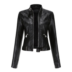 Alma | Chaqueta Motera Mujer de Polipiel Cuello Mao Cremallera