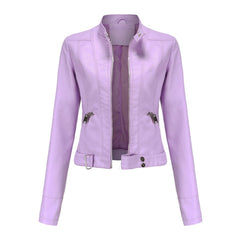 Alma | Chaqueta Motera Mujer de Polipiel Cuello Mao Cremallera