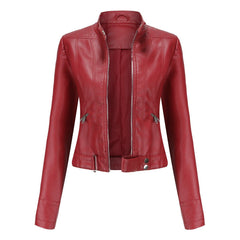 Alma | Chaqueta Motera Mujer de Polipiel Cuello Mao Cremallera