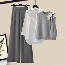 Alma | Conjunto de Punto Mujer 3 Piezas Chaleco Floral Pantalón Ancho