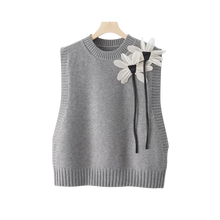 Alma | Conjunto de Punto Mujer 3 Piezas Chaleco Floral Pantalón Ancho