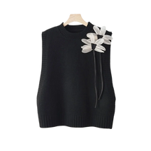 Alma | Conjunto de Punto Mujer 3 Piezas Chaleco Floral Pantalón Ancho